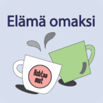 Elämä omaksi-hankkeen logo. Kohtaa mut -kahvikupit